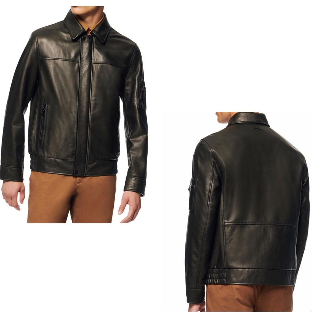 Andrew Marc Men’s Leather Bomber Jacket, Size L